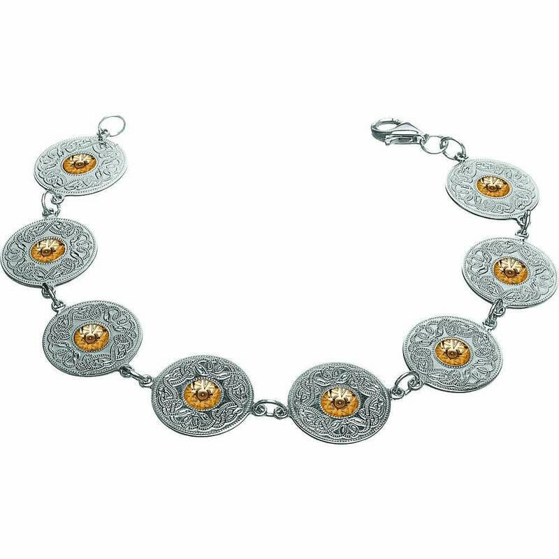 Sterling Silver Celtic Warrior® Shield Bracelet with 18K Gold Beads- Small