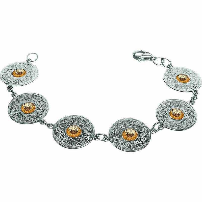 Sterling Silver Celtic Warrior® Shield Bracelet with 18K Gold Beads- Large