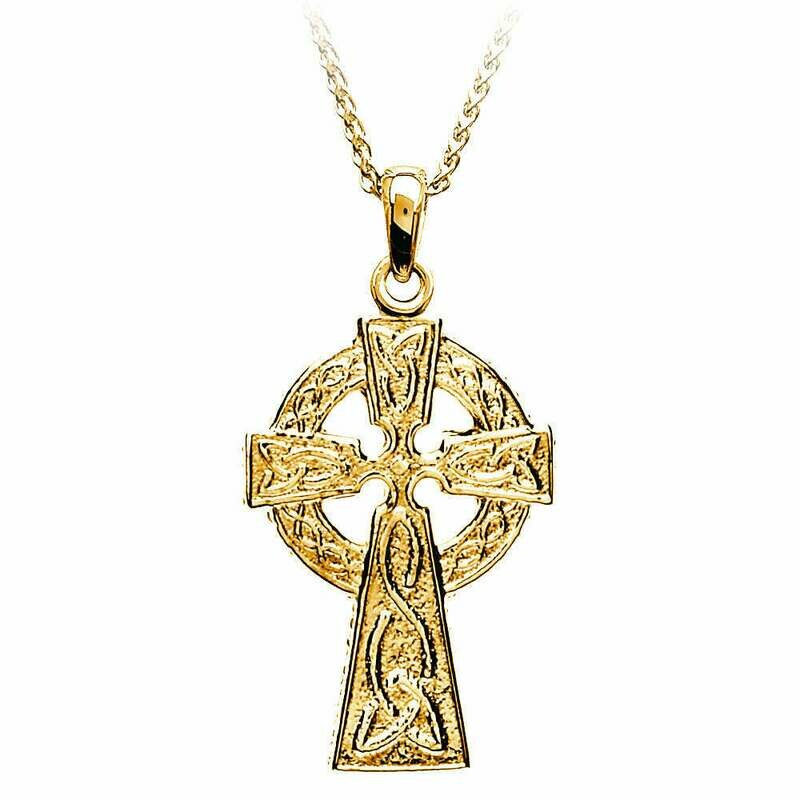 10kt Yellow Gold Two Sided Celtic Cross- Small, and 10kt 18&quot; Chain Disc.
