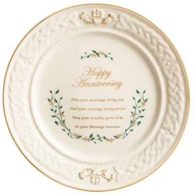 Belleek Happy Anniversary Plate Disc.