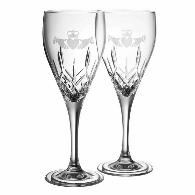 Galway Irish Crystal Claddagh White Wine Pair