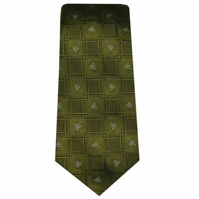 Silk Tie- Green Celtic Knot Design