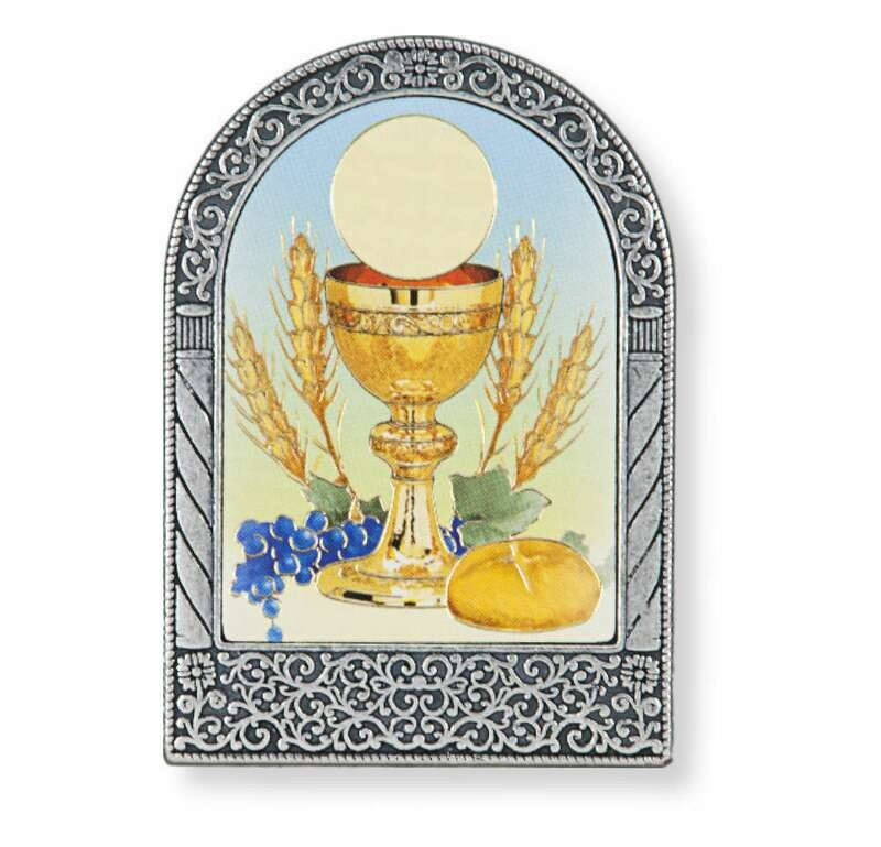 2 3/4&quot; Silver Metal Frame with Communion Chalice Image