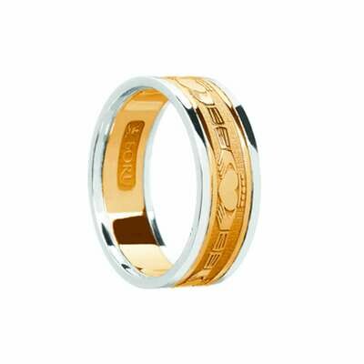 Ladies 10kt Gold Claddagh Yellow Gold/White Gold Trim Wedding Band