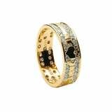 Mens 14kt Gold Diamond Pave Claddagh Wedding Band