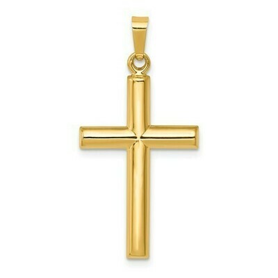 14kt Gold Tube Cross Pendant (Medium)