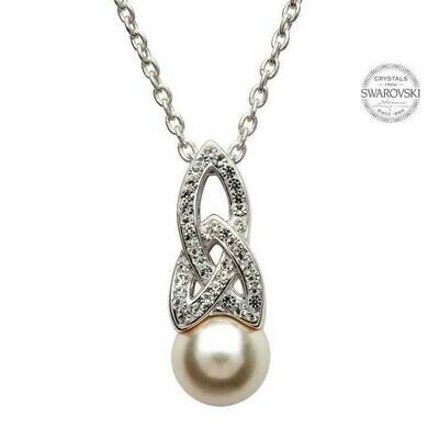 Celtic Pearl Pendant Adorned with Swarovski® Crystals