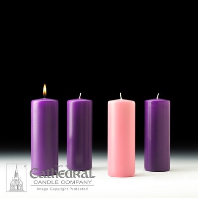 Church Advent Candle Set- Stearine Pillar, 3" x 8"