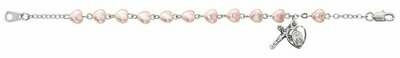 Youth Pink Heart Rosary Bracelet