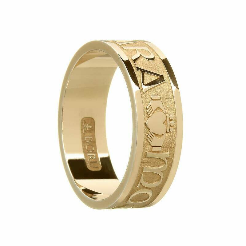 Mens 10kt Gold &quot;Mo Anam Cara&quot; (My Soul Mate) Wedding Band