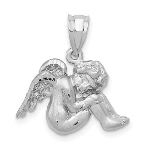 14kt. White Gold Satin Angel Pendant Disc.