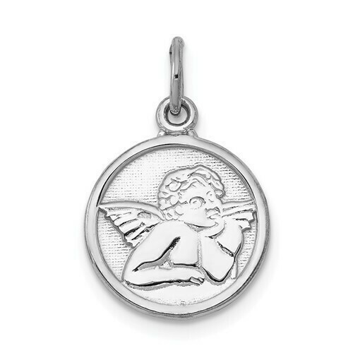 14kt White Gold Polished Angel Charm