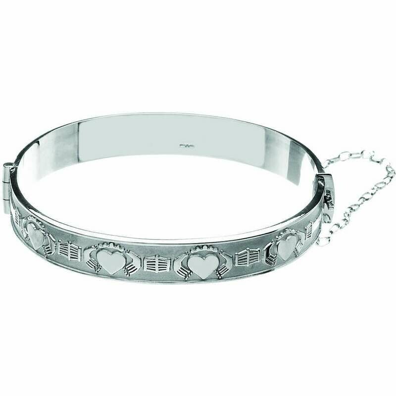 Sterling Silver Mo Anam Cara / Claddagh Bangle