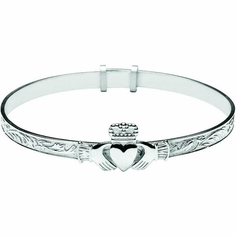 Baby Sterling Silver Expandable Claddagh Bangle