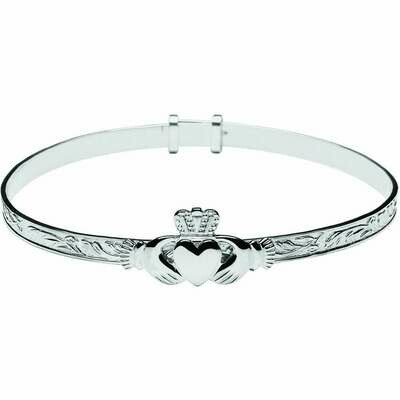 Sterling Silver Maids Expandable Claddagh Bangle