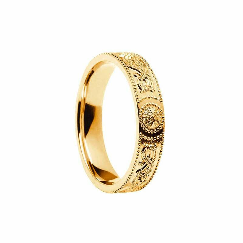 Ladies 10kt Gold Celtic Warrior® Shield Wedding Band, Comfort Fit
