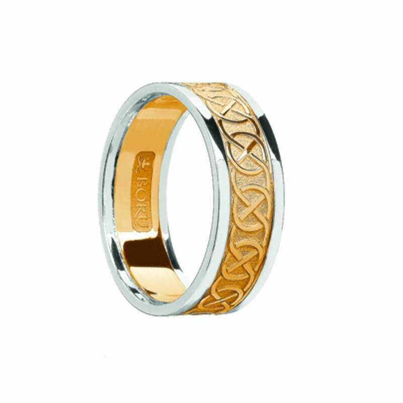 Ladies 10kt Yellow Gold/White Gold Trim Celtic Wedding Band