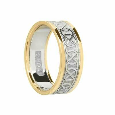 Ladies 10kt White Gold/Yellow Gold Trim Celtic Wedding Band
