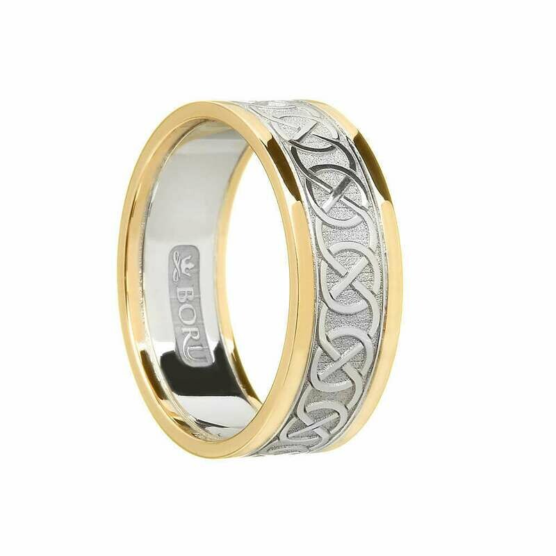 Ladies 10kt White Gold/Yellow Gold Trim Celtic Wedding Band