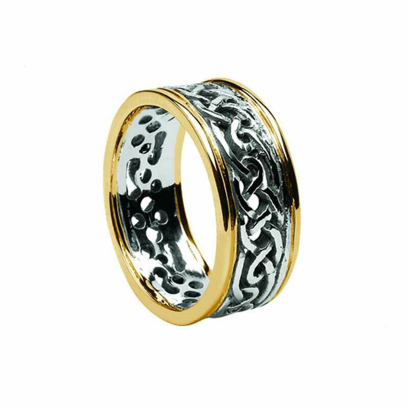 Ladies 10kt White Gold/Yellow Gold Trim Filagree Celtic Band