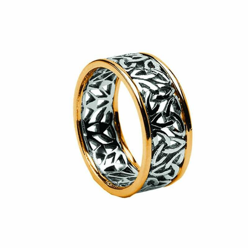 Ladies 10kt White Gold/Yellow Gold Trim Trinity/Filagree Wedding Band