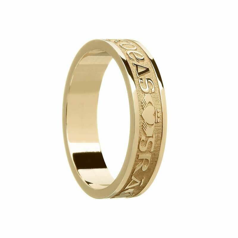 Ladies 10kt Gold &quot;Gra Dilseacht Cairdeas&quot; (Love, Loyalty, Friendship) Wedding Band