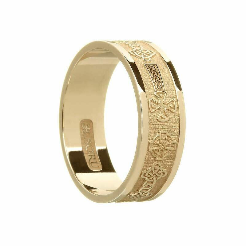 Mens 10kt Gold Celtic Cross Wedding Band