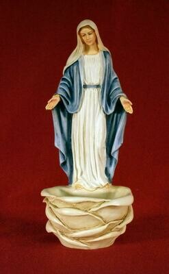 Our Lady of Grace Font, Hand-Painted Alabaster, 6"