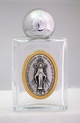 Miraculous Medal Holy Water Bottle, Square, 1.75 x 3.25"