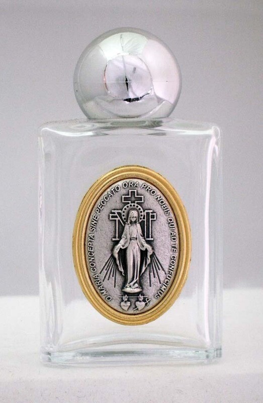 Miraculous Medal Holy Water Bottle Squared