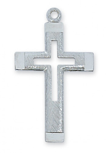 Sterling Silver Cut Out Cross on an 18&quot; Rhodium Plated Chain