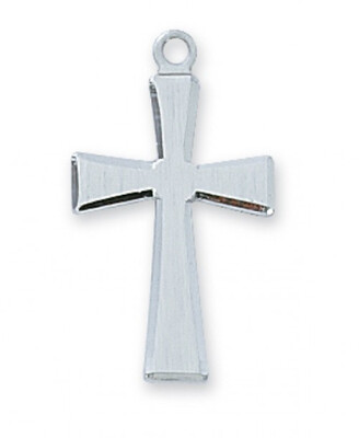Sterling Silver Brushed Cross on an 18&quot; Rhodium Plated Chain