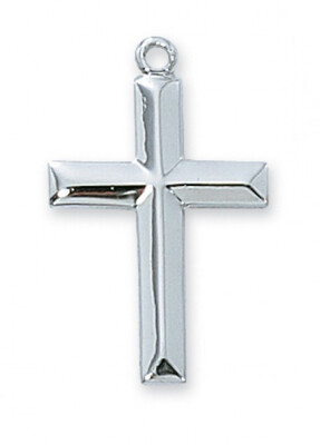 Sterling Silver Curved Cross on an 18&quot; Stainless Steel Chain