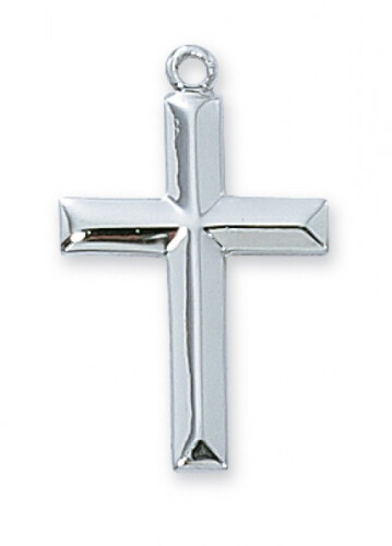 Sterling Silver Curved Cross on an 18&quot; Stainless Steel Chain