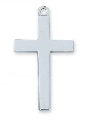 Sterling Silver Medium Cross on 20&quot; Stainless Steel Chain