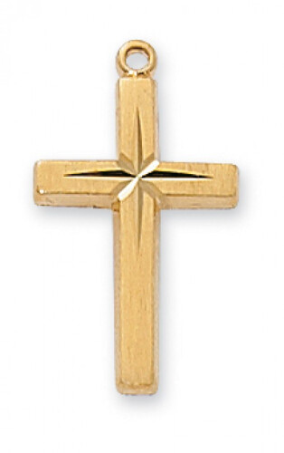 Gold Over Sterling Silver Etched Cross on 16-18&quot; Gold Over Brass Chain
