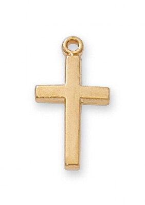 Gold Plated Very Small Plain Cross on a 16" Gold Plated Chain