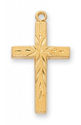 Gold Plated Accented Cross on an 18&quot; Gold Plated Chain