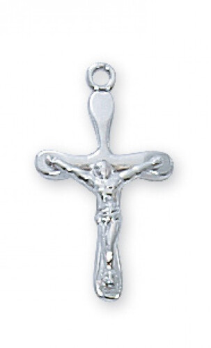 Sterling Silver Small Crucifix on a 16&quot; Rhodium Plated Chain