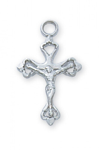 Sterling Silver Fancy Crucifix on a 16&quot; Rhodium Plated Chain