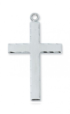 Sterling Silver Edged Lord&#39;s Prayer Cross on a 24&quot; Stainless Steel Chain