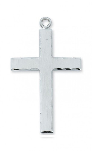 Sterling Silver Edged Lord&#39;s Prayer Cross on a 24&quot; Stainless Steel Chain