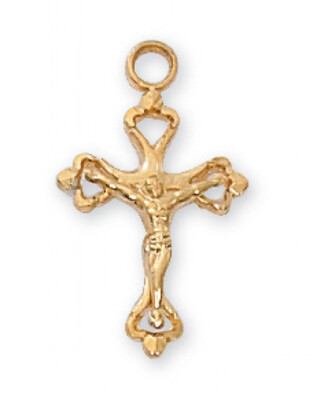 Gold Plated Fancy Crucifix on a 16" Gold Plated Chain