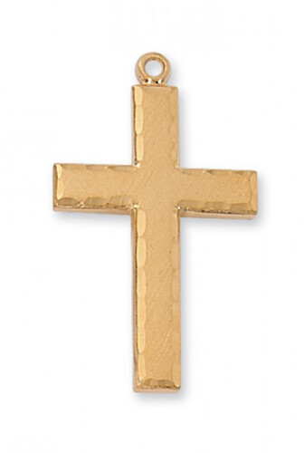Gold Over Sterling Silver Edged Cross on 24&quot; Gold Over Brass Chain