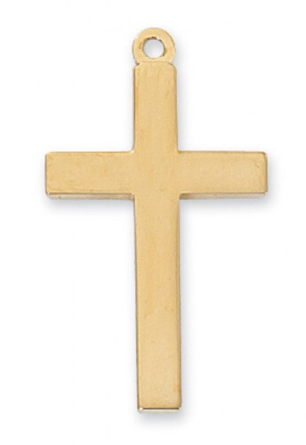 Gold Over Sterling Silver Plain Cross on 20&quot; Gold Over Brass Chain