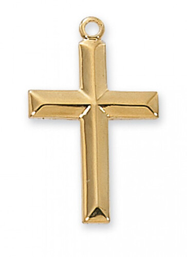 Gold Plated Beveled Cross on an 18&quot; Gold Plated Chain