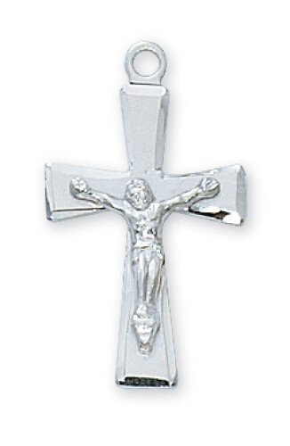 Sterling Silver Flared Crucifix on an 18&quot; Rhodium Plated Chain