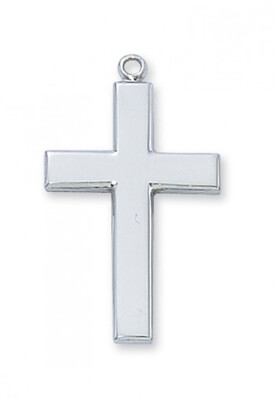 Sterling Silver Large Cross on 24&quot; Stainless Steel Chain