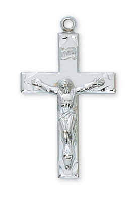 Sterling Silver Medium Crucifix on 20&quot; Stainless Steel Chain