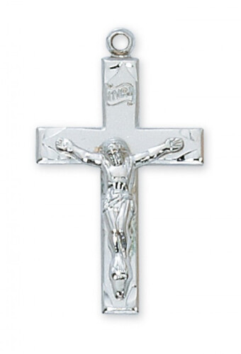 Sterling Silver Medium Crucifix on 20&quot; Stainless Steel Chain